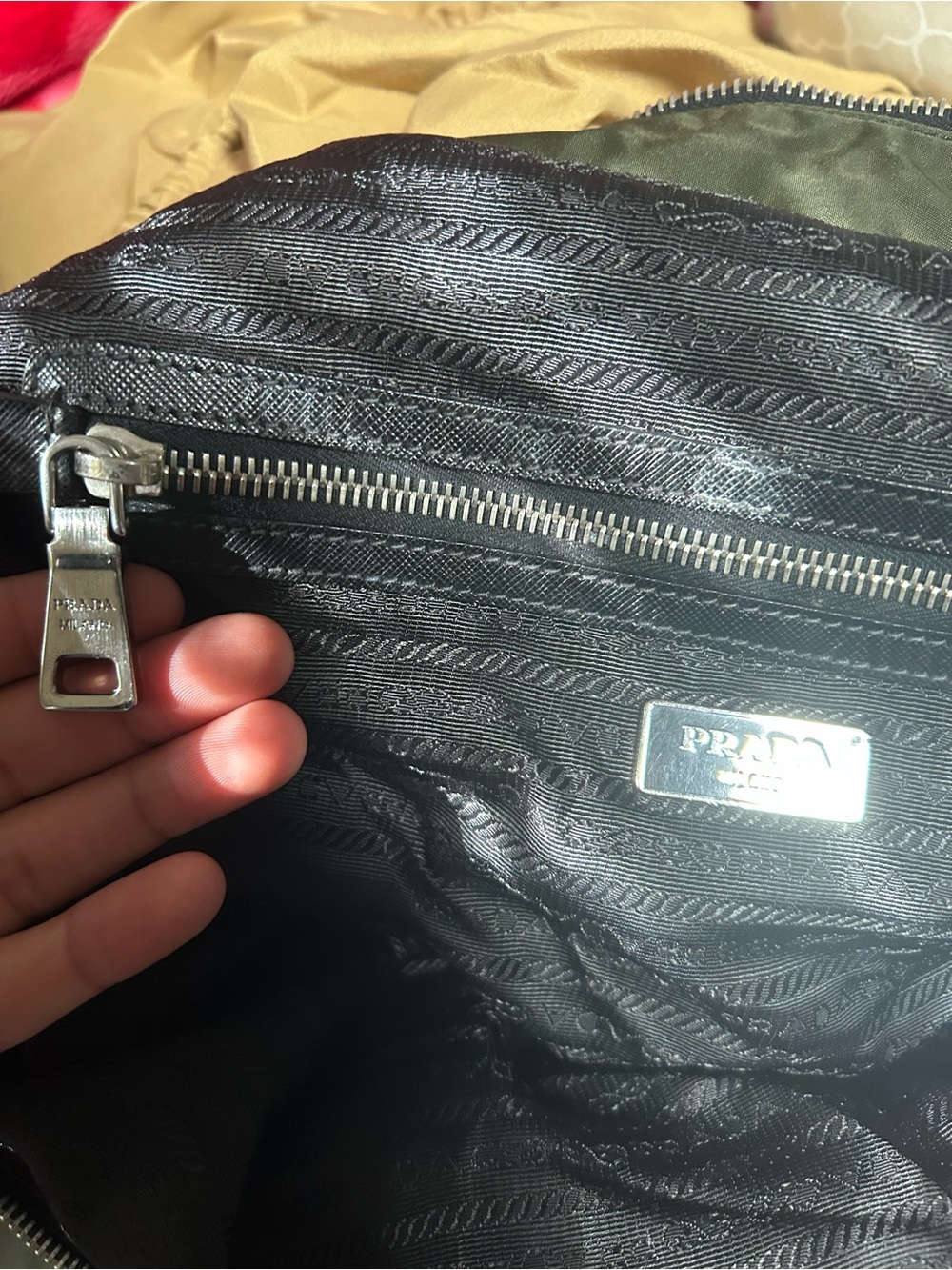 Prada Olive Green Men's Dragon Appliqué Bag - Picture 6 of 8
